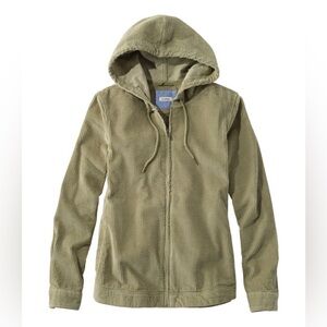 L.L. Bean Comfort Corduroy Green Full Zip Jacket with Hood Women’s Size M